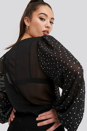 Black Stone Printed Blouse