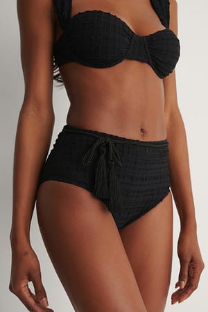 Black Bas De Bikini Texturé
