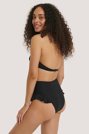 Black Bas De Bikini À Volants Texturé