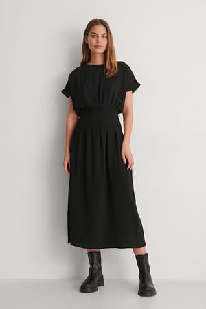 Black Waist Detailed Maxi Dress