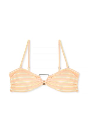 Orange Pattern Triangle Detail Bandeau Bikini Top
