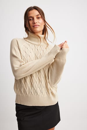 Beige Jersey de punto con cuello alto