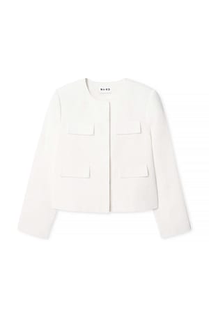 Cream Tweed-Jacke mit Taschen