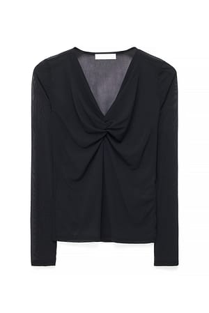 Black Twist Detail Mesh Top