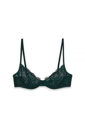 Deep Green Underwired Lace Bra
