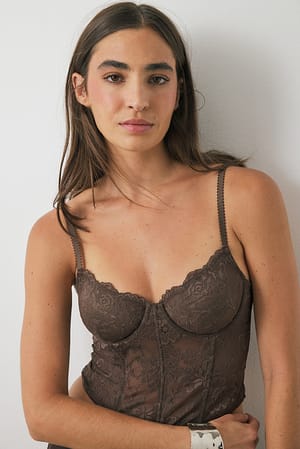 Brown Underwired Lace Corset