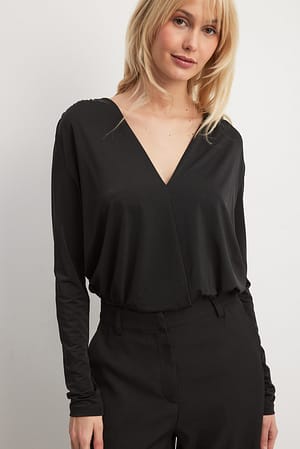 Black Jersey body met V-hals