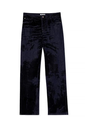 Blue Bukse i denim med fløyelsdetaljer