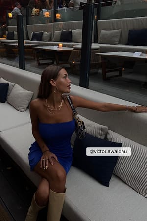 Dark Blue Jersey Bandeau Mini Dress