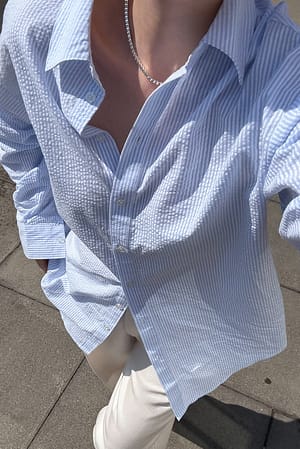 Blue Stripe Seersucker Long Sleeve Shirt