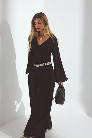Black Blusa con mangas abullonadas