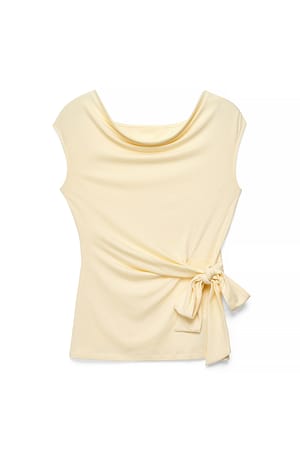 Light Yellow Waist Knot Detail Top