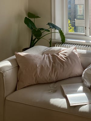 Beige Rektangulärt örngott i tvättad bomull