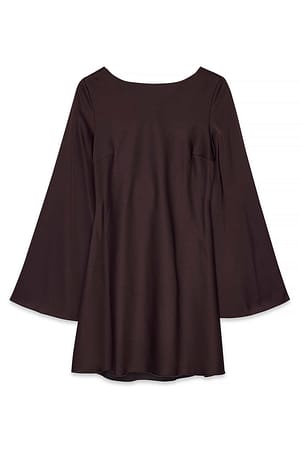 Dark Plum Waterfall Back Satin Mini Dress