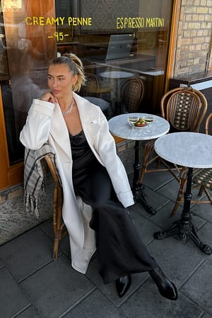 Black Waterfall Draped Maxi Dress