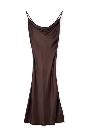 Brown Midi-Slipkleid mit Wasserfallausschnitt