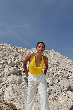 Yellow Waterfall Sequin Top