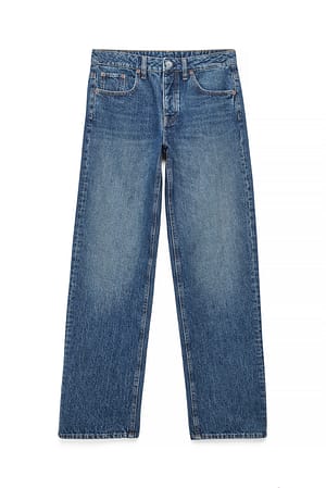 Mid Blue Way Mid Waist Straight Jeans
