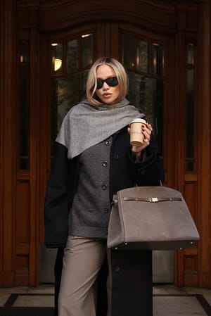Dark Grey Melange Strikket cardigan med tætsiddende pasform