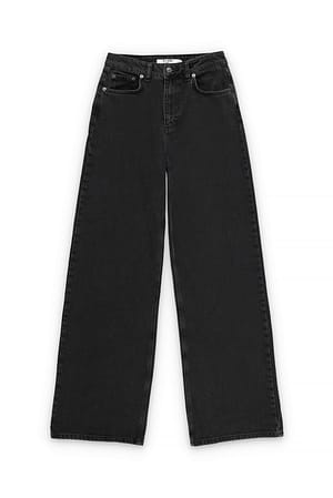 Dark Grey Jeans med vidde og høj talje