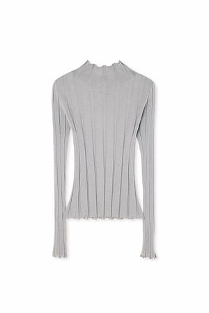 Grey Weites Rippstrickoberteil