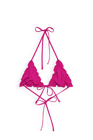 Purple Fushsia Triangelbikinibeha met knoopdetail en brede band