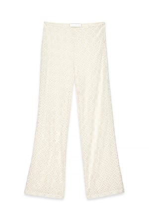 Offwhite Wide Crochet Trousers