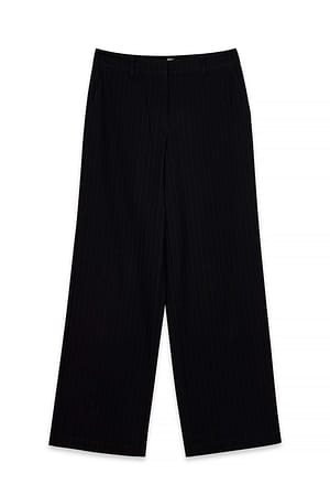 Black Stripe Wide Herringbone Suiting Trousers