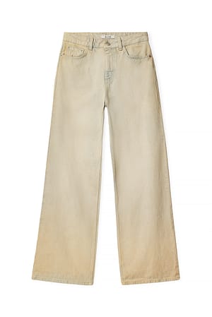 Sand Brede jeans met hoge taille