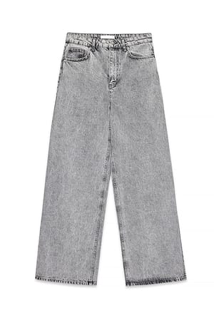 Light Grey Jeans med vidde og høyt liv