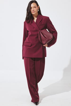 Burgundy Hochgeschnittene Anzughose