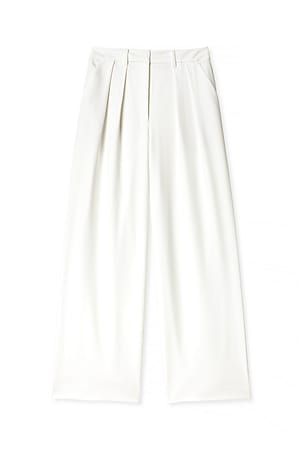 White Wide High Waist Suit Pants