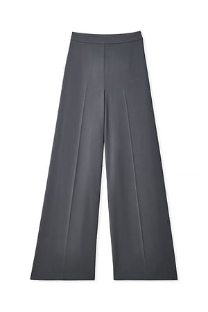 Grey Wide High Waist Suit Pants