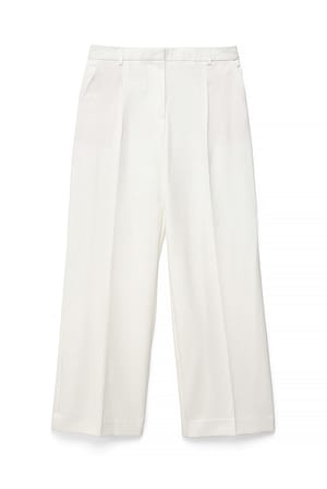 White Pantalon de costume taille haute en tissu épais