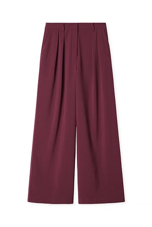 Burgundy Wide High Waist Suit Pants