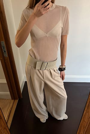 Sand Wide High Waist Suit Pants