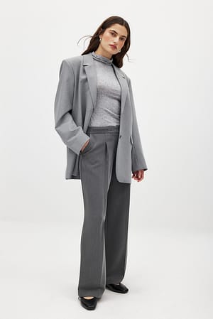 Grey Pantalon de tailleur large à taille mi-haute