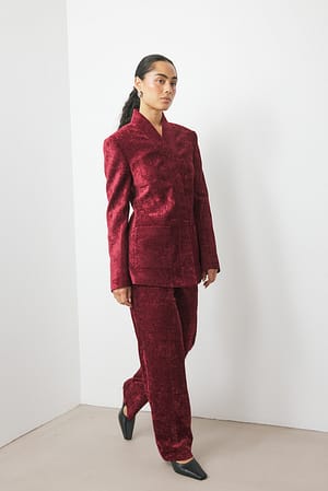 Burgundy Wide Leg Low Waist Chenille Pants