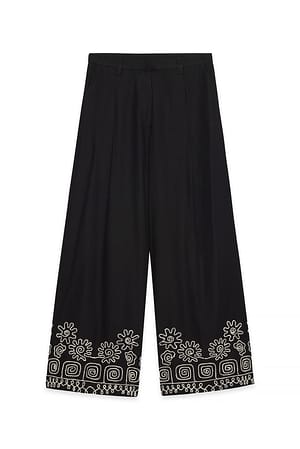 Black Wide Leg Mid Waist Pants