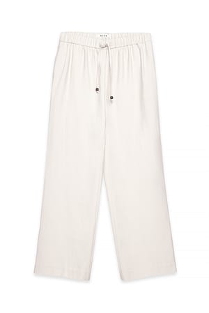 Cream Wide Leg Mid Waist Trousers