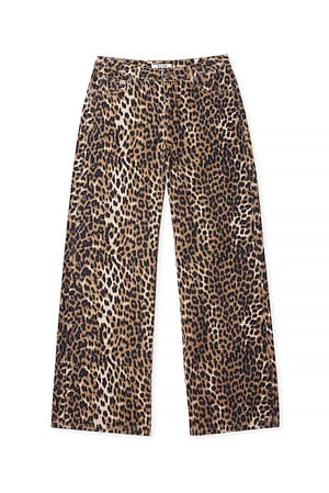 Leopard Vaqueros estampados de pernera ancha