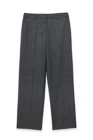 Dark Grey Bukser med vide ben og mellemhøj talje