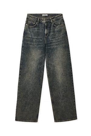 Mid Blue Jean large à taille basse