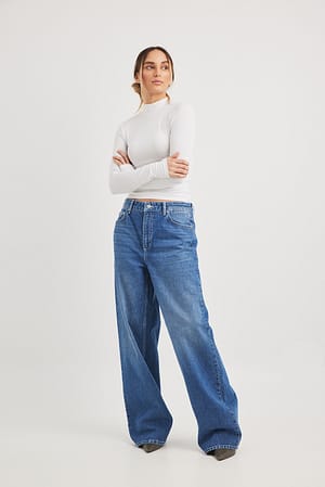 Dark Blue Weite Jeans mit tiefer Taille