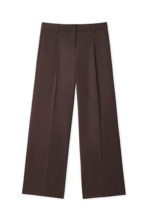 Brown Wide Low Waist Suit Pants