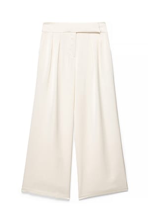 Cream Wijde geplooide broek