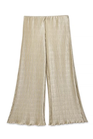 Beige weite Plissee-Hose