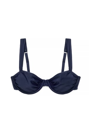 Dark Blue Sujetaor de bikini drapeado con tirantes anchos