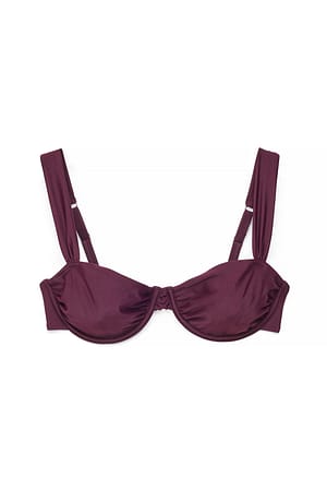 Aubergine Draperet bikinibh med vide stropper