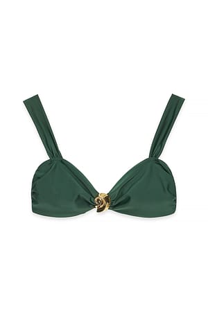 Dark Green Bikinitopp med seashell och breda band
